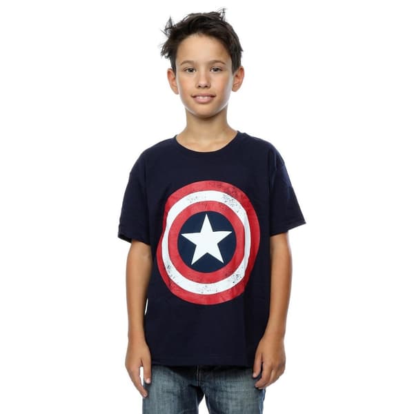 Captain America Pojkar Distressed Shield T-Shirt