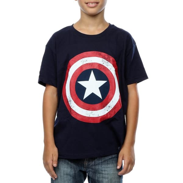 Captain America Pojkar Distressed Shield T-Shirt