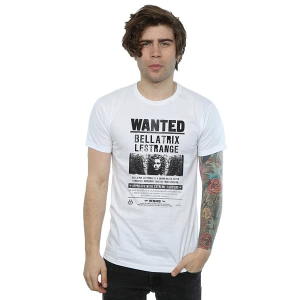 Harry Potter Mens Bellatrix Lestrange Wanted Poster Cotton T-Shirt