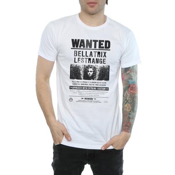 Harry Potter Mens Bellatrix Lestrange Wanted Poster Cotton T-Shirt