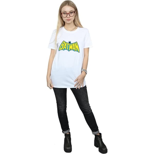 Batman Dam/Tjej Retro Logo Bomull Boyfriend T-shirt