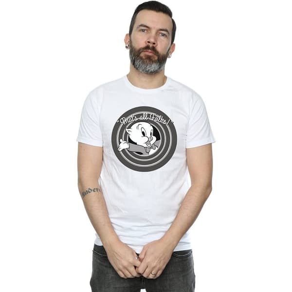 Looney Tunes Mens That´s All Folks Porky Pig Cotton T-Shirt