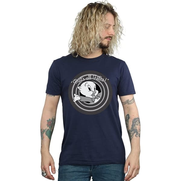 Looney Tunes Mens That´s All Folks Porky Pig Cotton T-Shirt