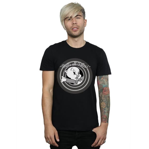 Looney Tunes Mens That´s All Folks Porky Pig Cotton T-Shirt