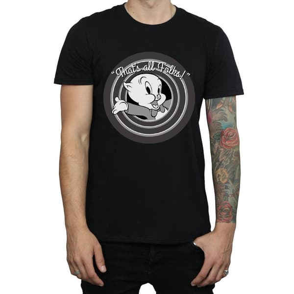 Looney Tunes Mens That´s All Folks Porky Pig Cotton T-Shirt