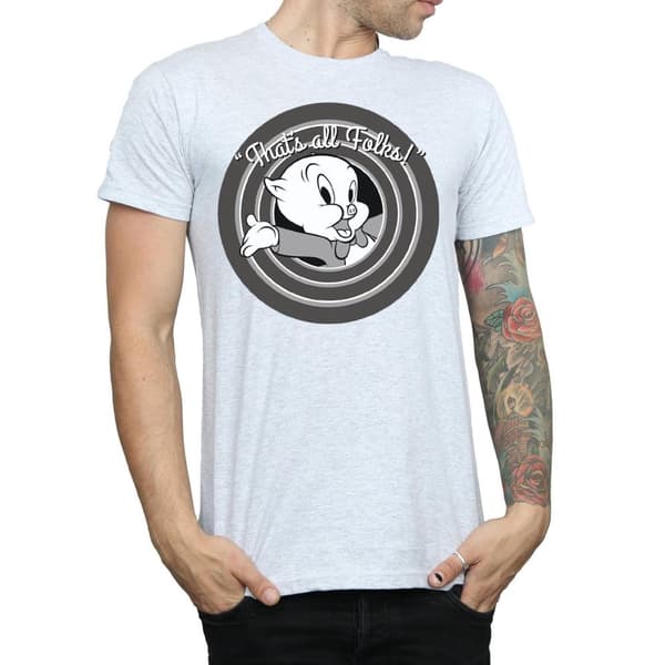 Looney Tunes Mens That´s All Folks Porky Pig Cotton T-Shirt