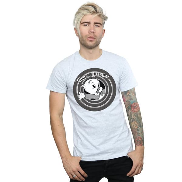 Looney Tunes Mens That´s All Folks Porky Pig Cotton T-Shirt