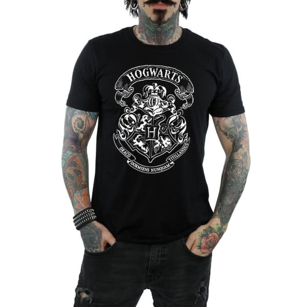 Harry Potter Mens Hogwarts Crest Cotton T-Shirt