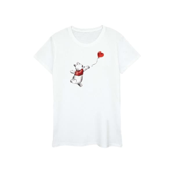 Winnie the Pooh T-shirt i bomull med ballonger för damer/damer White S