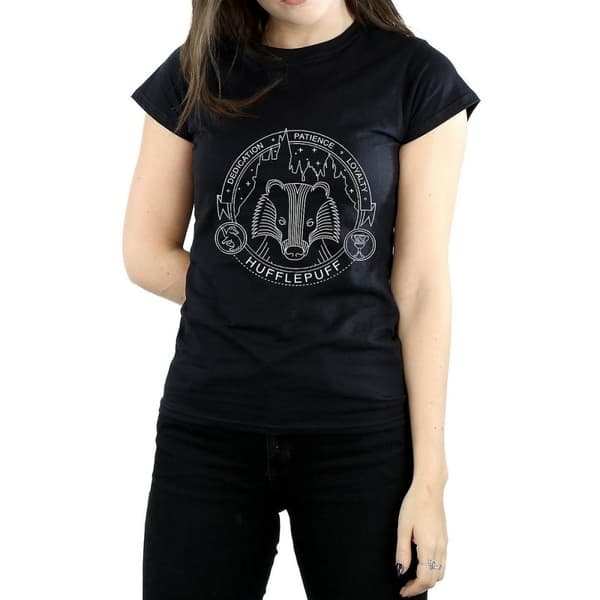 Harry Potter Womens/Ladies Hufflepuff Cotton T-Shirt Black XL