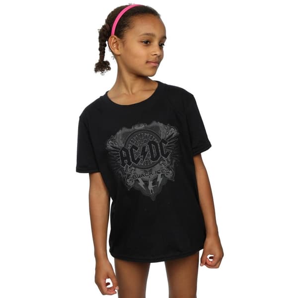 AC/DC T-shirt i bomull med svart is för flickor