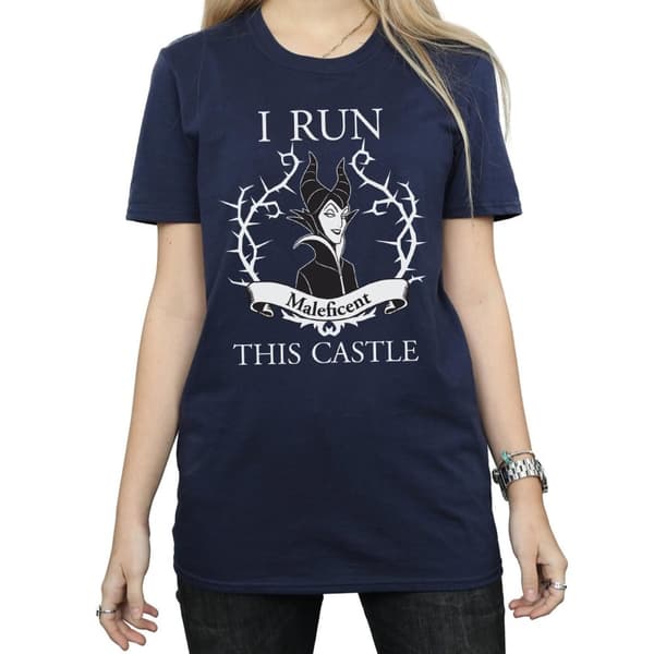 Maleficent Womens/Ladies I Run This Castle Cotton Boyfriend T-Shirt