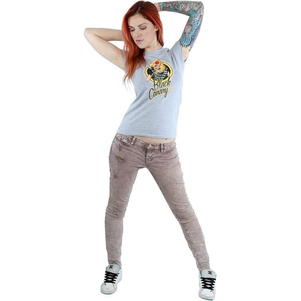 DC Bombshells Dam/Tjej - Black Canary Badge - Heather T-shirt