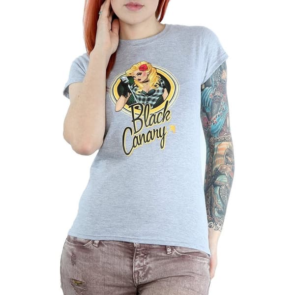 DC Bombshells Dam/Tjej - Black Canary Badge - Heather T-shirt