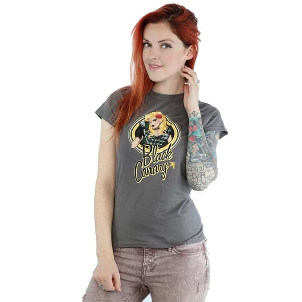 DC Bombshells Dam/Tjej - Black Canary Badge - Heather T-shirt
