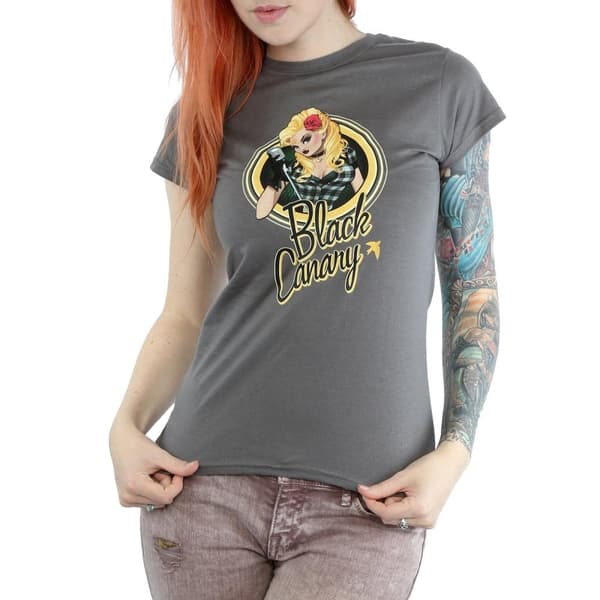 DC Bombshells Dam/Tjej - Black Canary Badge - Heather T-shirt