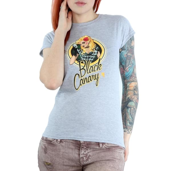 DC Bombshells Dam/Tjej - Black Canary Badge - Heather T-shirt