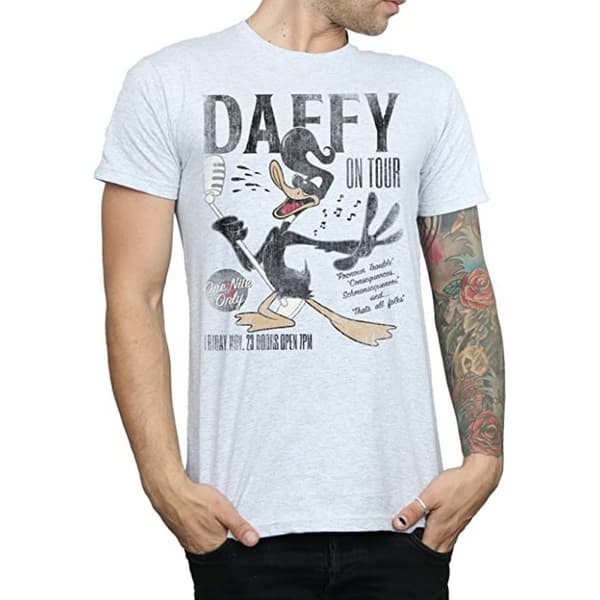 Looney Tunes Mens Concert Daffy Duck T-Shirt
