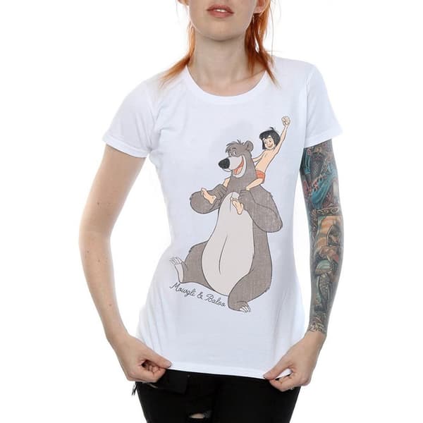 Jungle Book Klassisk bomulls-T-shirt med Mowgli och Baloo för damer/kvinnor