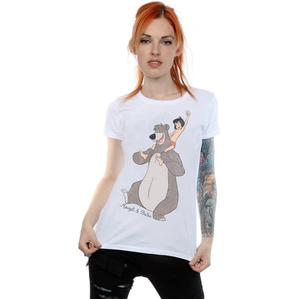 Jungle Book Klassisk bomulls-T-shirt med Mowgli och Baloo för damer/kvinnor