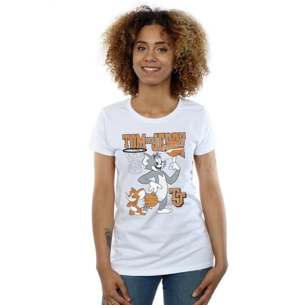 Tom And Jerry Womens/Ladies Spinning Basketball Cotton T-Shirt