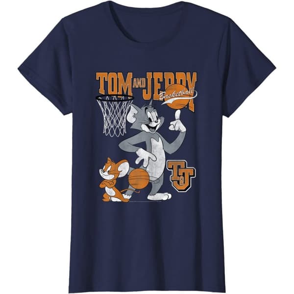 Tom And Jerry Womens/Ladies Spinning Basketball Cotton T-Shirt