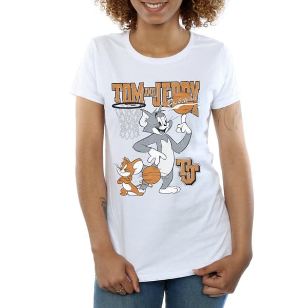 Tom And Jerry Womens/Ladies Spinning Basketball Cotton T-Shirt
