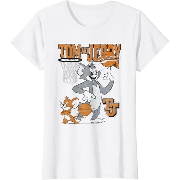 Tom And Jerry Womens/Ladies Spinning Basketball Cotton T-Shirt