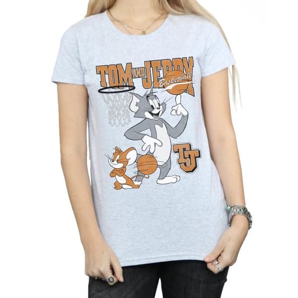 Tom And Jerry Womens/Ladies Spinning Basketball Cotton T-Shirt