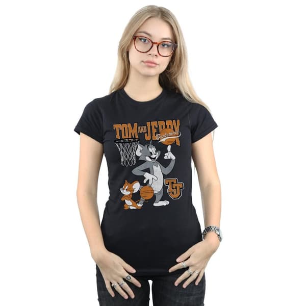 Tom And Jerry Womens/Ladies Spinning Basketball Cotton T-Shirt