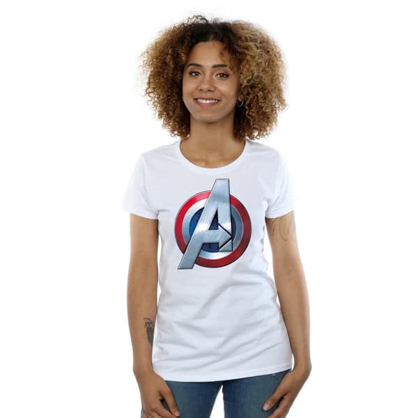 Avengers 3D-logo til kvinder/damer i en tætsiddende T-shirt