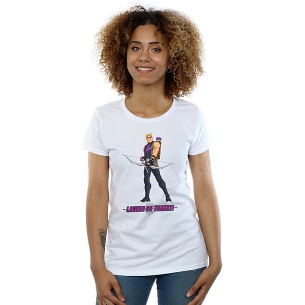 Hawkeye s Dam/Lady Locked On Target Boyfriend-T-shirt för kvinnor