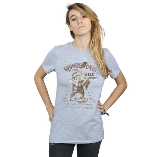 Looney Tunes Womens/Ladies Wile E Coyote Guitar Cotton Boyfriend T-Shirt