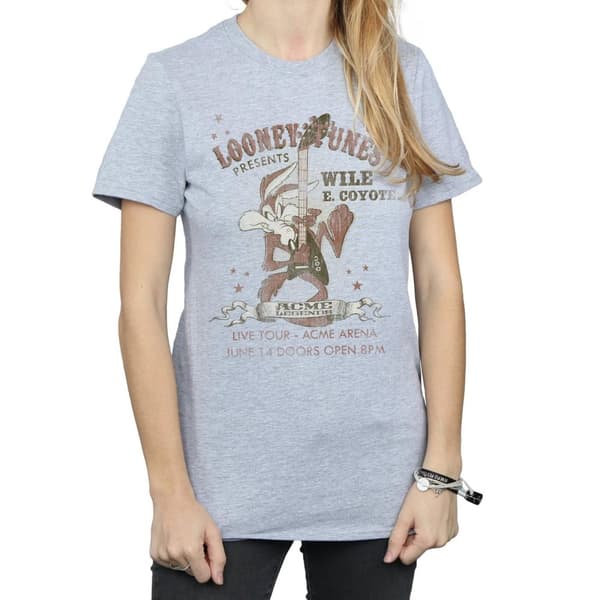 Looney Tunes Womens/Ladies Wile E Coyote Guitar Cotton Boyfriend T-Shirt