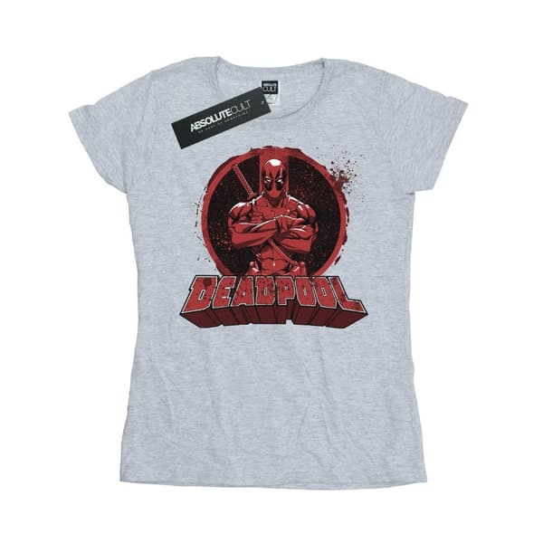Deadpool T-shirt i bomull med korsade armar och logotyp - dam/dam