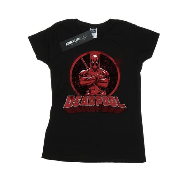 Deadpool T-shirt i bomull med korsade armar och logotyp - dam/dam Black L