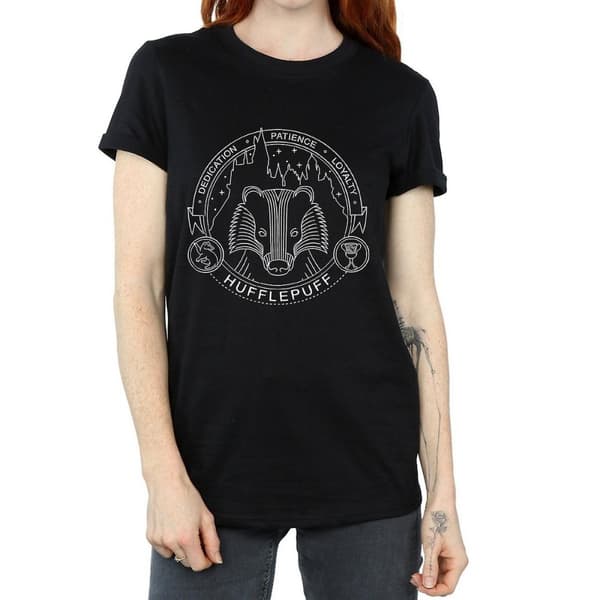 Harry Potter Womens/Ladies Hufflepuff Cotton Boyfriend T-Shirt Black 3XL