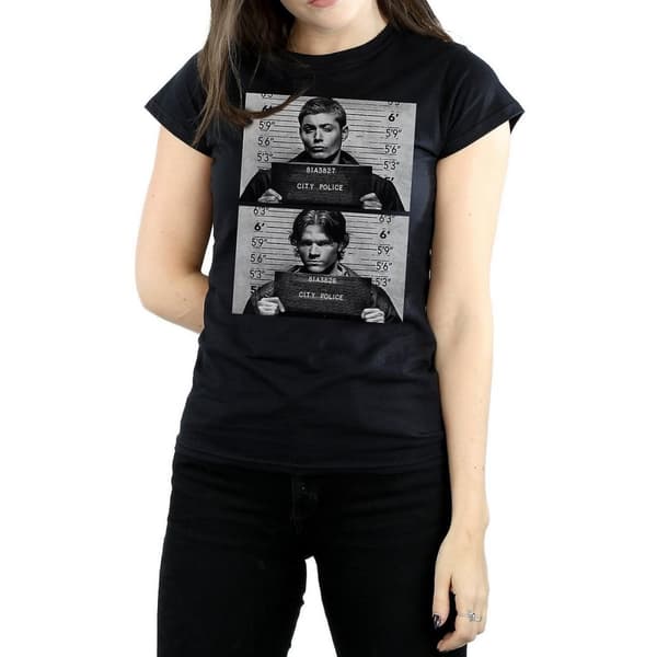 Supernatural Womens/Ladies Winchester Mugshot Cotton T-Shirt