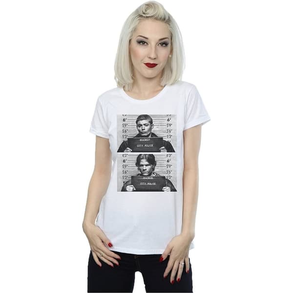 Supernatural Womens/Ladies Winchester Mugshot Cotton T-Shirt