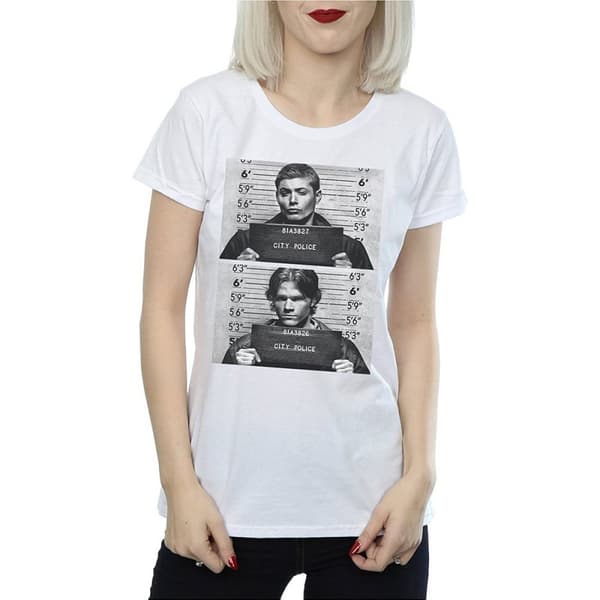 Supernatural Womens/Ladies Winchester Mugshot Cotton T-Shirt