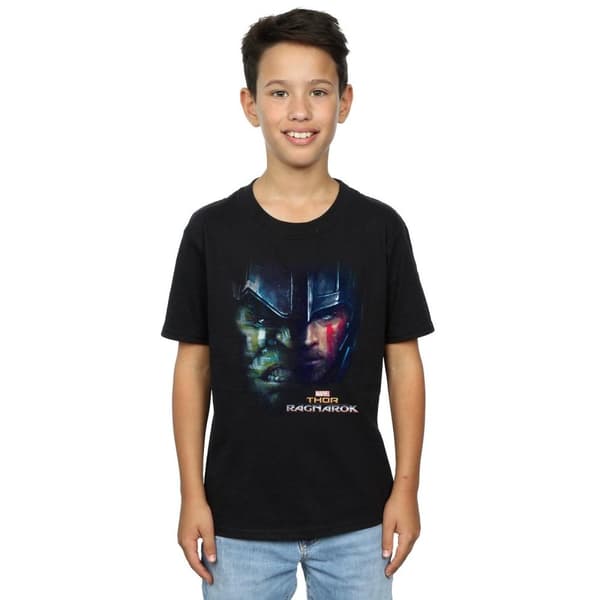 Thor: Ragnarok Pojkar Hulk T-shirt i bomull med delat ansikte