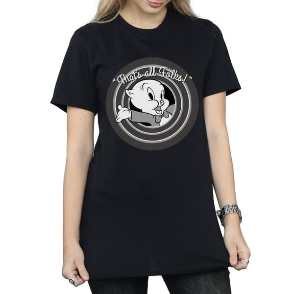 Looney Tunes Dam/Tjej That´s All Folks Porky Pig - pojkvänströja i bomull
