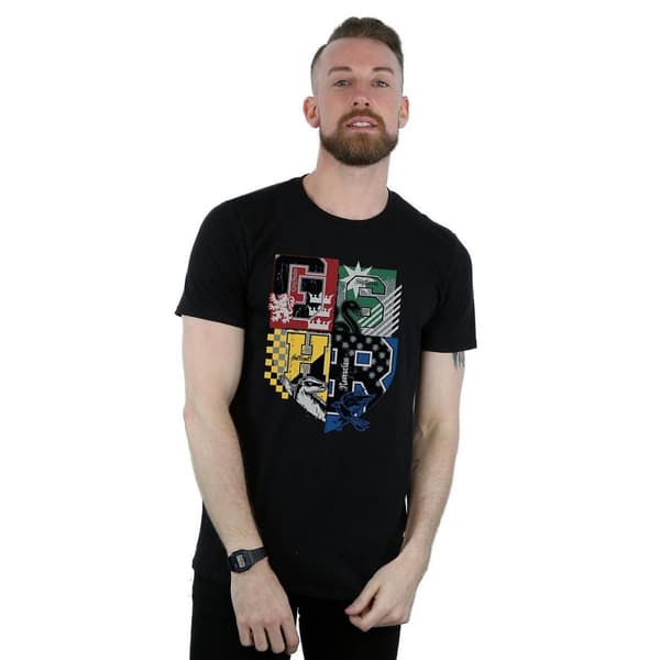Harry Potter Mens Hogwarts Houses Cotton T-Shirt