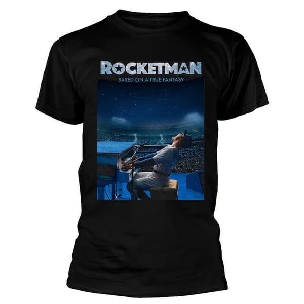 Elton John Unisex Adult Rocketman Based On A True Fantasy Cotton T-Shirt