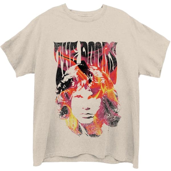 The Doors Unisex Adult Jim Morrison Face Fire Cotton T-Shirt