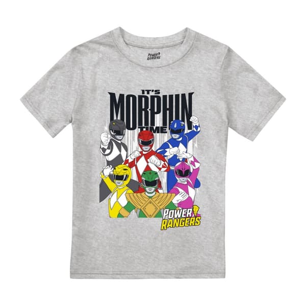 Power Rangers T-shirt för pojkar It´s Morphin Time Grey Heather 7-8 Years