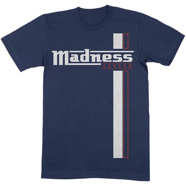 Madness Unisex vuxen t-shirt i randig bomull Navy Blue XL