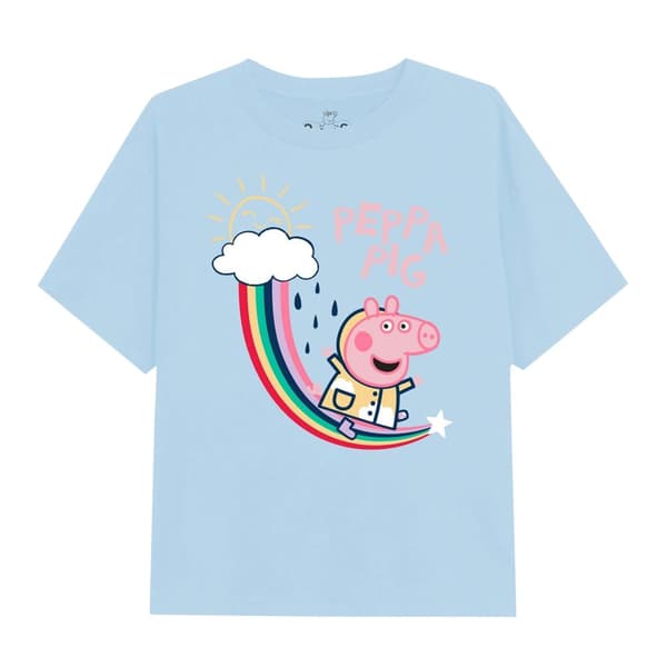 Peppa Pig T-shirt med regnbågsfärger för flickor Light Blue 5-6 Years