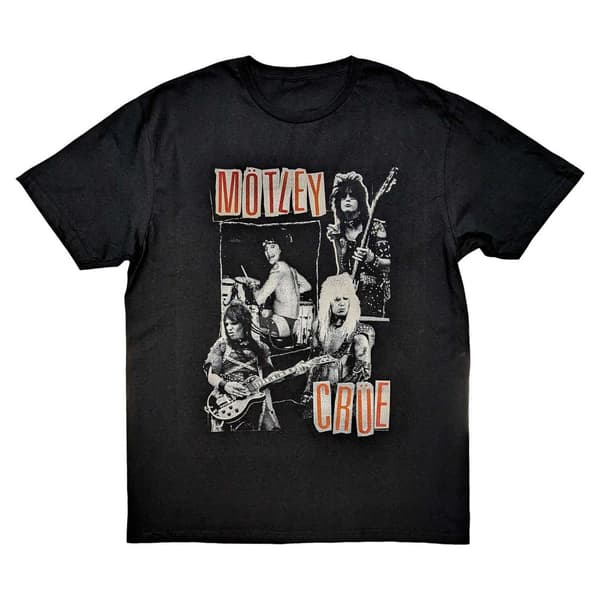 Motley Crue Unisex Adult Vintage Punk Collage Cotton T-Shirt
