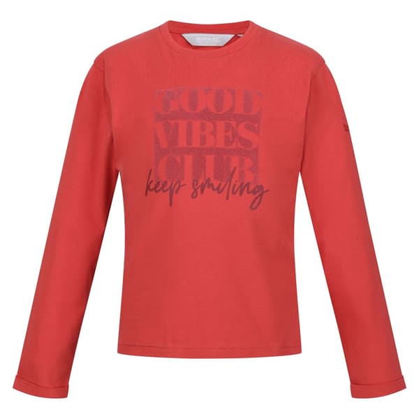 Regatta Childrens/Kids Wenbie III Good Vibes Club Long-Sleeved T-Shirt Mineral Red 13 Years